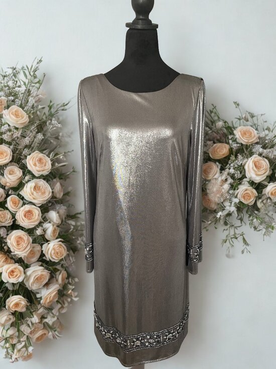 Dresses & Skirts - Silver Beaded Cocktail Dress